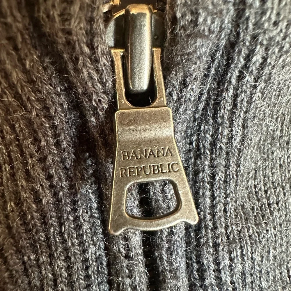 Banana Republic 3/4 zip long sleeve‎ top sweater gray mens XL pullover stripe